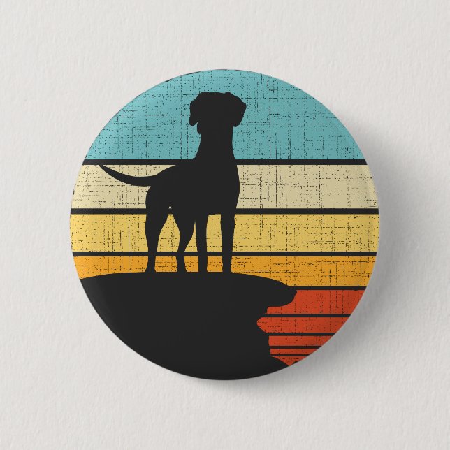 Rhodesian Ridgeback Retro Vintag 60er 70er Dog Button (Vorderseite)