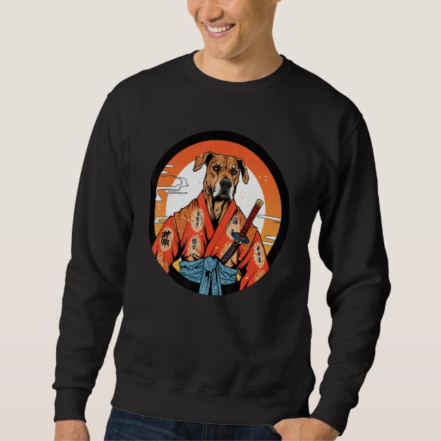 Rhodesian Ridgeback Samurai Funny Dog Warrior Sweatshirt (Vorderseite)