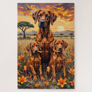 Rhodesian Ridgeback Savanna-Sonnenuntergang-Kunst