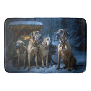 Rhodesian Ridgeback Schnee-Schlitten Weihnachtsdek Badematte