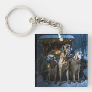 Rhodesian Ridgeback Schnee-Schlitten Weihnachtsdek Schlüsselanhänger