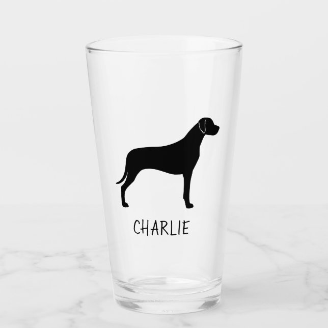 Rhodesian Ridgeback Silhouette Ridgie Dog Custom Glas (Vorderseite)