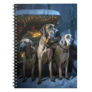 Rhodesian Ridgeback Snowy Sleigh Weihnachtsdekor Notizblock