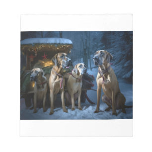 Rhodesian Ridgeback Snowy Sleigh Weihnachtsdekor Notizblock