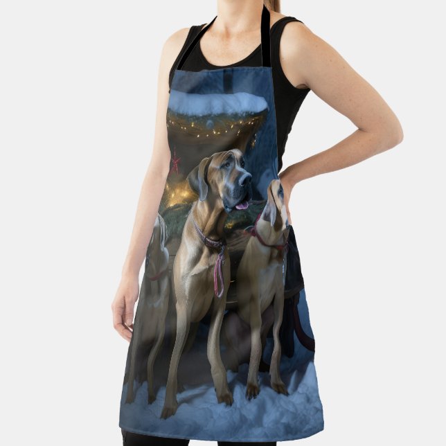 Rhodesian Ridgeback Snowy Sleigh Weihnachtsdekor Schürze (InSitu)