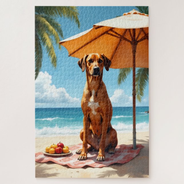 Rhodesian Ridgeback Strand Szene (Vertikal)