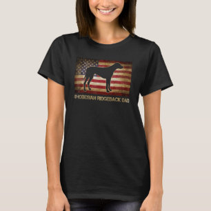 Rhodesian Ridgeback Vater Vintag American Flag Pat T-Shirt