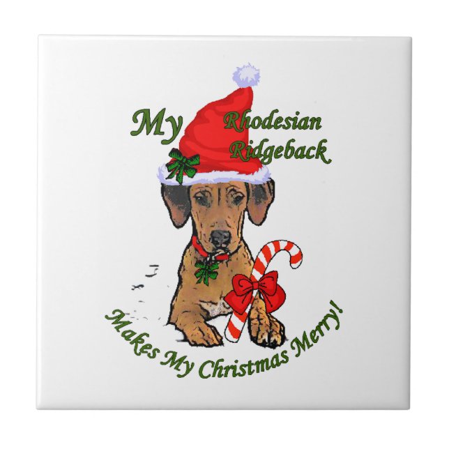 Rhodesian Ridgeback Weihnachten Fliese (Vorderseite)