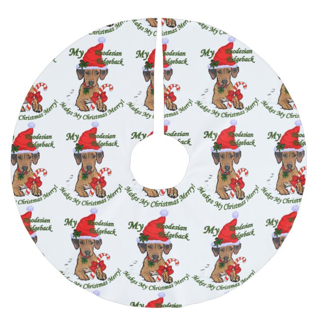 Rhodesian Ridgeback Weihnachten Polyester Weihnachtsbaumdecke (Vorderseite)
