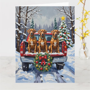 Rhodesian Ridgeback Weihnachten Rotes Lastwagen Fe Karte