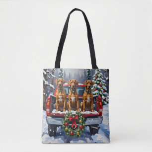 Rhodesian Ridgeback Weihnachten Rotes Lastwagen Fe Tasche