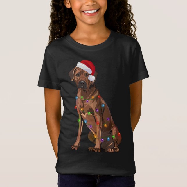 Rhodesian Ridgeback Weihnachtsbeleuchtung Xmas Hun T-Shirt (Vorderseite)
