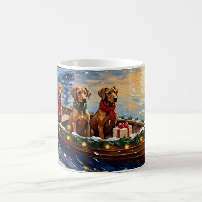 Rhodesian Ridgeback Weihnachtsboot Urlaub Kaffeetasse (Mittel)