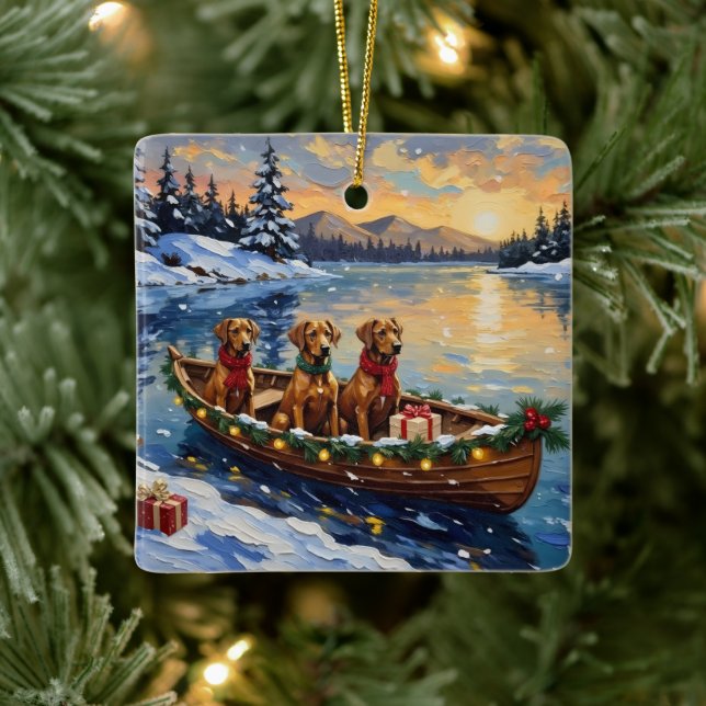 Rhodesian Ridgeback Weihnachtsboot Urlaub Keramikornament (Baum)