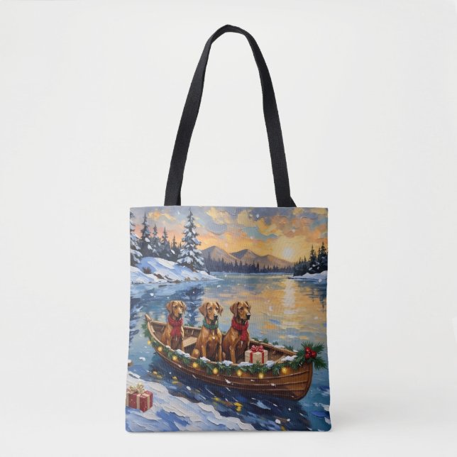 Rhodesian Ridgeback Weihnachtsboot Urlaub Tasche (Vorderseite)