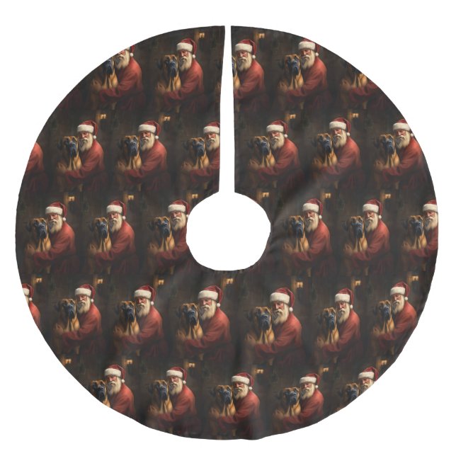 Rhodesian Ridgeback Weihnachtsfeiertag Polyester Weihnachtsbaumdecke (Vorderseite)