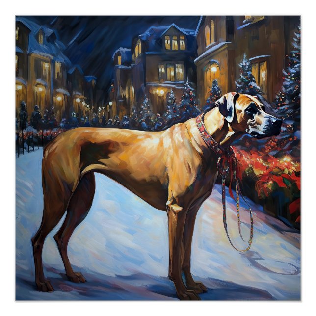 Rhodesian Ridgeback Weihnachtsfestzeit Poster (Vorderseite)