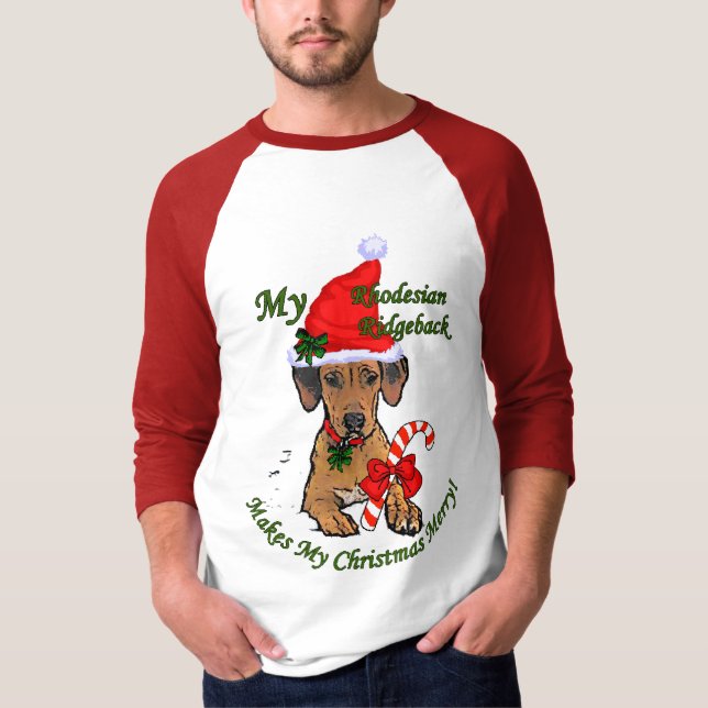 Rhodesian Ridgeback Weihnachtsgeschenke T-Shirt (Vorderseite)