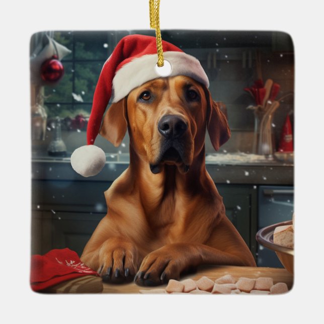 Rhodesian Ridgeback Weihnachtskekse Urlaub Keramikornament (Vorderseite)