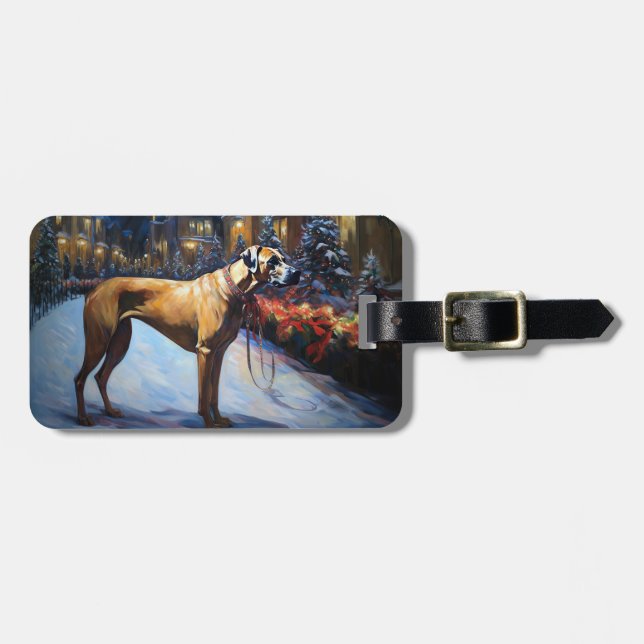 Rhodesian Ridgeback Weihnachtssaison Gepäckanhänger (Vorderseite horizontal)