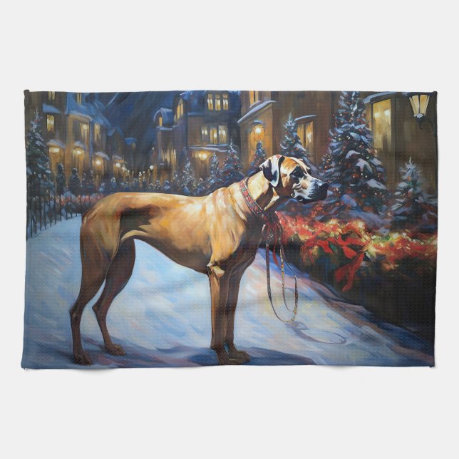 Rhodesian Ridgeback Weihnachtssaison Geschirrtuch (Horizontal)
