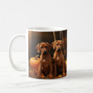 Rhodesian Ridgeback Welpe Herbstfreude Kürbis  Kaffeetasse