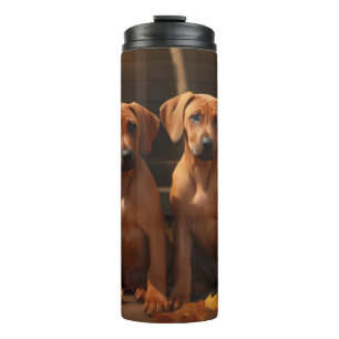 Rhodesian Ridgeback-Welpe Herbstfreude Kürbis  Thermosbecher