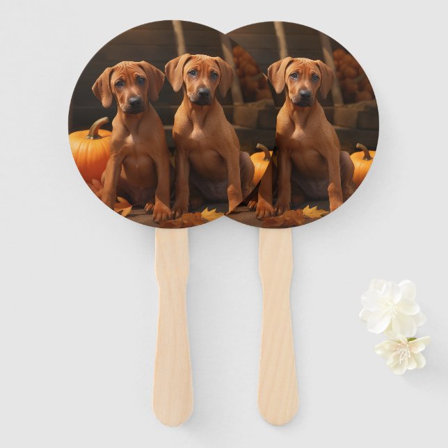 Rhodesian Ridgeback Welppy Autumn Delight Pumpkin Fächer (Vorne und Hinten)