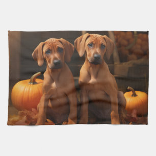 Rhodesian Ridgeback Welppy Autumn Delight Pumpkin Geschirrtuch
