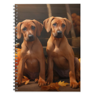 Rhodesian Ridgeback Welppy Autumn Delight Pumpkin Notizblock