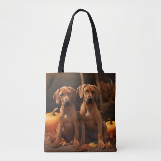 Rhodesian Ridgeback Welppy Autumn Delight Pumpkin Tasche (Vorderseite)