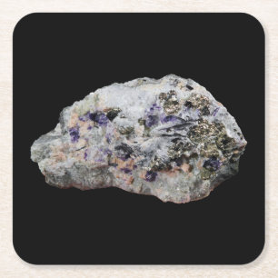 Rhodochrosit Pyrit Fluorit Turmalin Kunstwerk Rechteckiger Pappuntersetzer