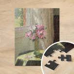 Rhododendren durch ein Fenster | Jessica Hayllar<br><div class="desc">Rhododendren von einem Fenster von der britischen Künstlerin und Maler Jessica Hayllar. Das schöne Kunstgemälde zeigt ein inneres Stillleben mit einer schönen,  rosa Blumengestalt in einer Vase. Verwenden Sie die Entwurfstools,  um einen benutzerdefinierten Text hinzuzufügen oder das Bild zu personalisieren.</div>