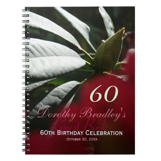 Rhododendron 60th Birthday Party Custom Guest Book Notizblock (Vorderseite)
