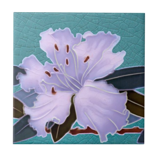 Rhododendron Art Nouveau Border Repro Fliese (Vorderseite)