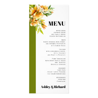 Rhododendron orange yellow fall wedding menu card werbekarte