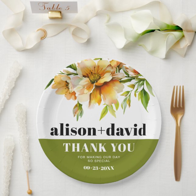 Rhododendron orange yellow flowers fall wedding pappteller (Hochzeit)