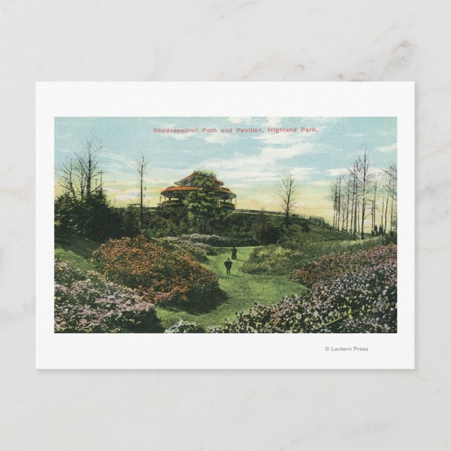 Rhododendron-Pfad und Pavillon im Hochland-Park Postkarte (Vorderseite)