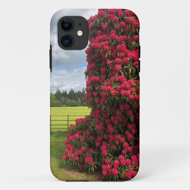 Rhododendron und Landschaftlicher Blick in Schottl Case-Mate iPhone Hülle (Rückseite)