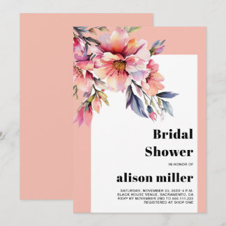 Rhododendron with peach-pink flowers bridal shower einladung
