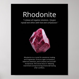 Rhodonite Crystal Stone Bedeutung Poster