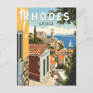 Rhodos Griechenland Altstadt Reise Kunst Vintage Postkarte