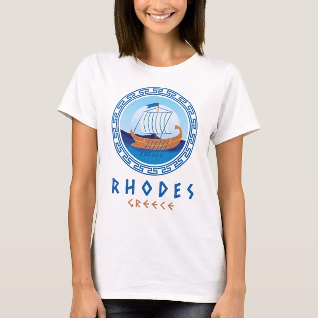 Rhodos, Griechenland - Frauen für die Gestaltung v T-Shirt (Vorderseite)