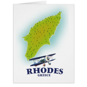 Rhodos, Griechenland Insel Karte Reiseplakat.