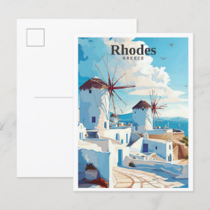 Rhodos Griechenland Kunst Vintage Reise  Postkarte
