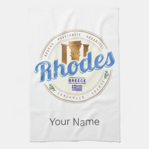 Rhodos Griechenland Vintage Insel Ägäis Souvenir Geschirrtuch