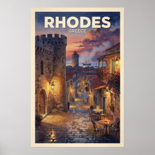 Rhodos Griechenland Vintage Reise Poster