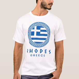 Rhodos und Flagge Griechenlands Weiße Männer T-Shirt
