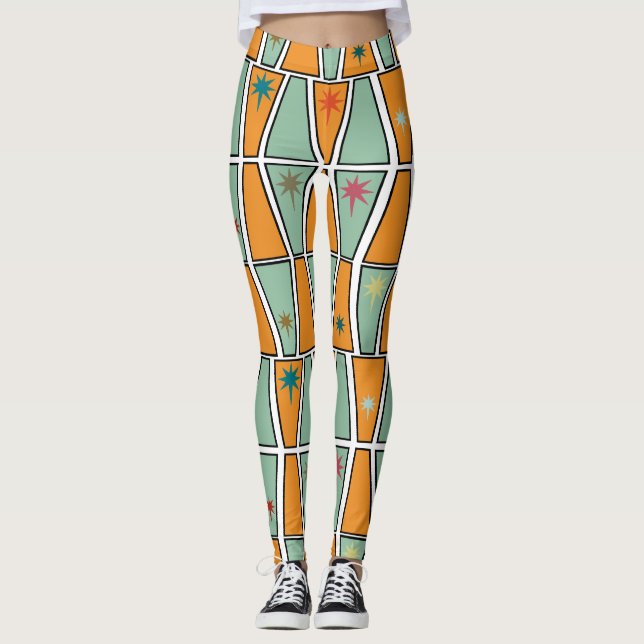 Rhomben mit Sternenexplosionen Leggings (Vorderseite)