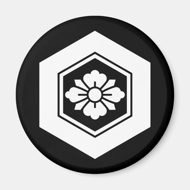 Rhombische Blume mit Schwertern in Tortoiseshell Magnet (Vorne)